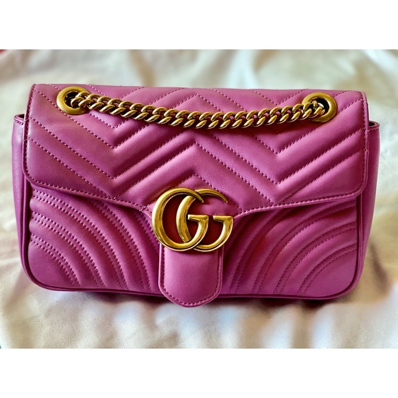 WOW! GORGEOUS SMALL GUCCI MARMONT BAG IN PINK - Picture 1 of 12